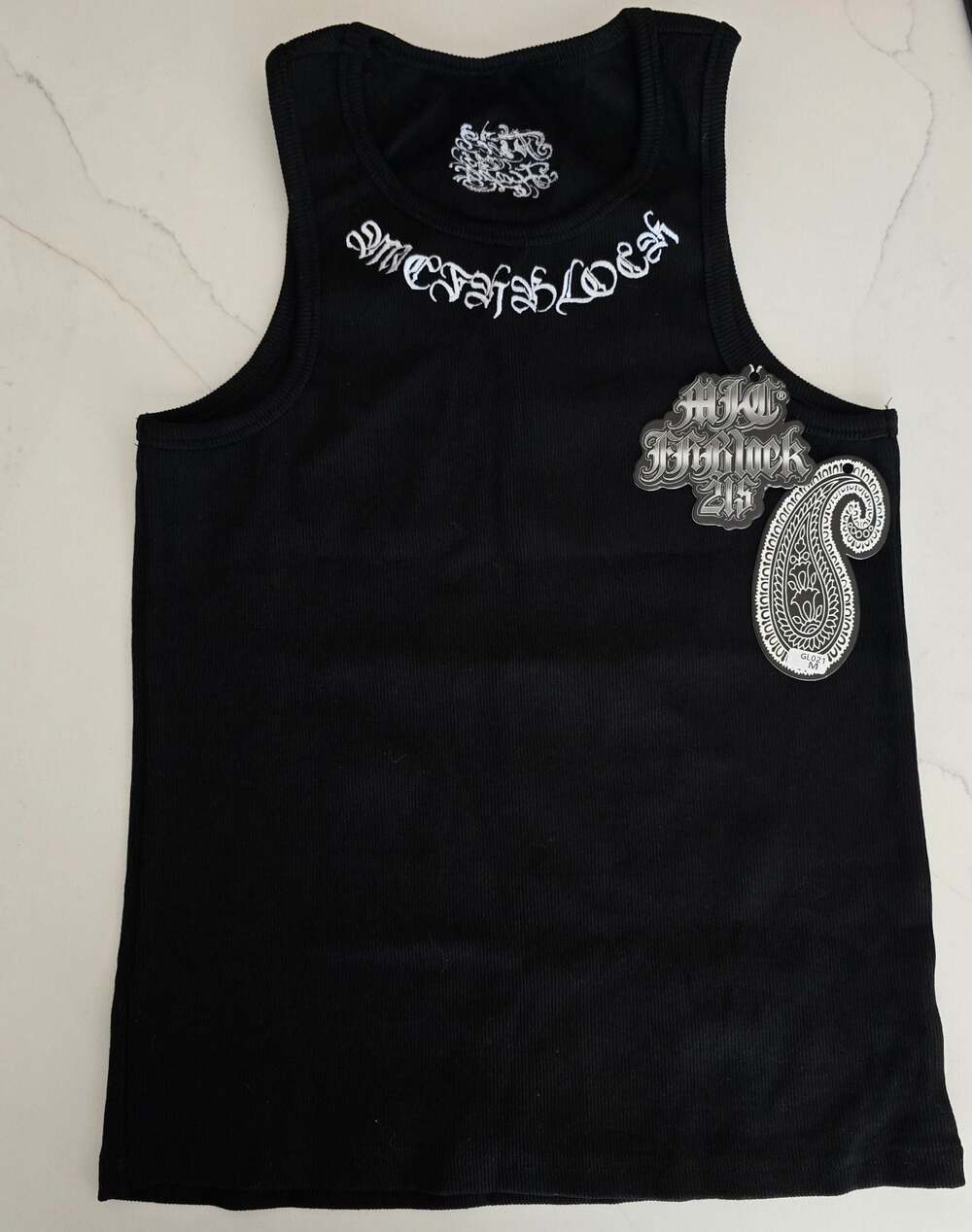 ByTheR Lettering Embroidery Ribbed Tank Top